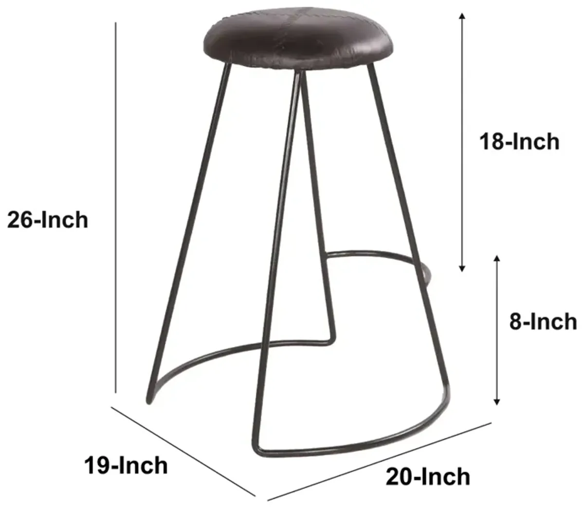 Modern 26" Counter Height Stool, Leather Upholstery