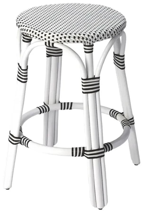 Hivvago 24 Inch Black and White Rattan Backless Counter Height Bar Chair
