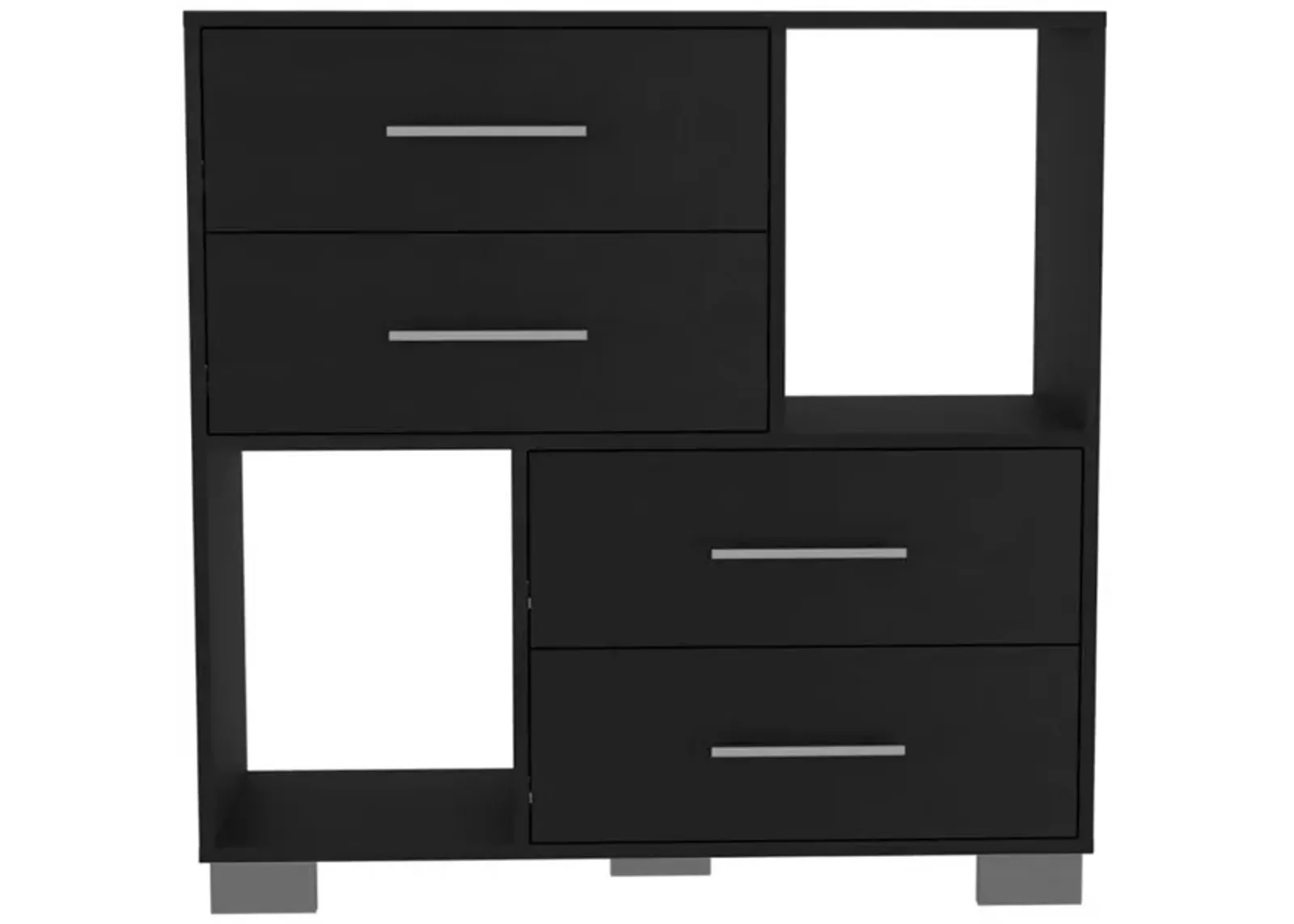 Brooks 2-Shelf 4-Drawer Dresser Black Wengue