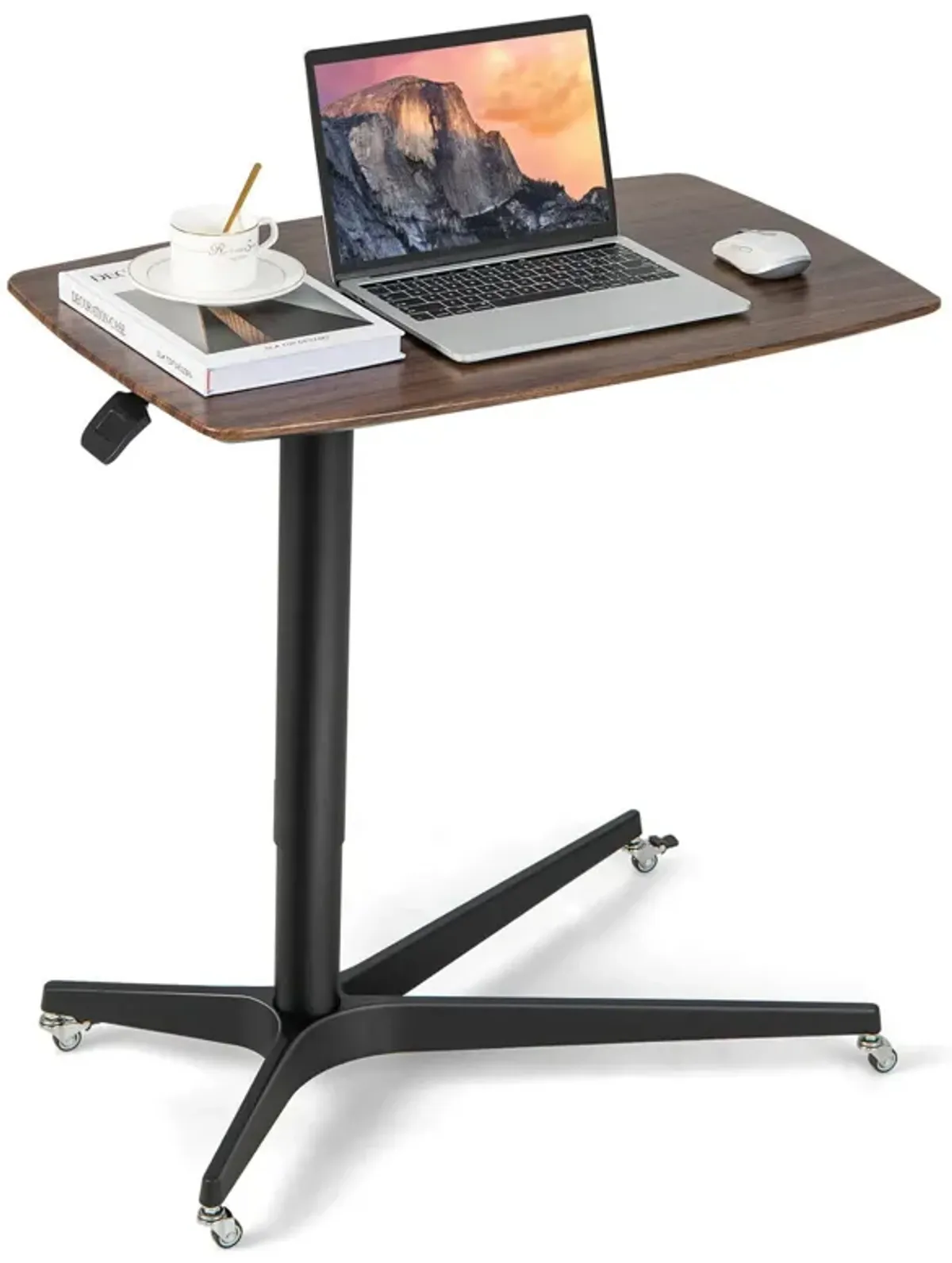 Height Adjustable Mobile Standing Desk with Lockable Wheels