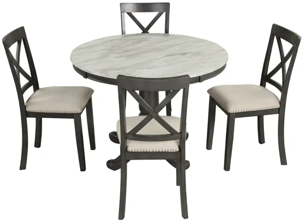 Merax 5 Pieces Dining Round Table and Chairs Set