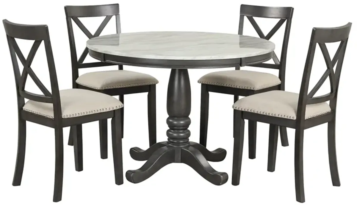 Merax 5 Pieces Dining Round Table and Chairs Set