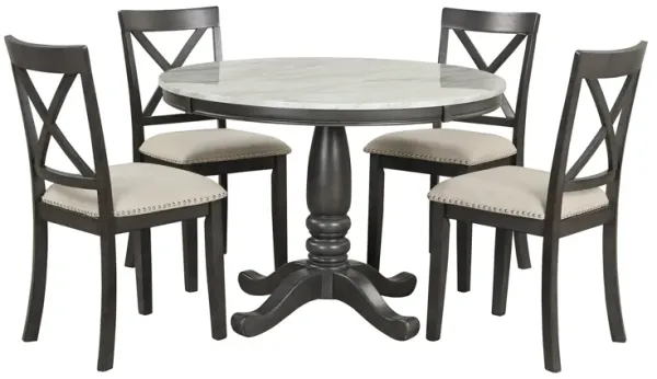Merax 5 Pieces Dining Round Table and Chairs Set