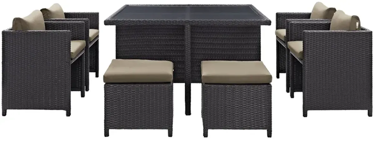 Inverse 9 Piece Outdoor Patio Dining Set - Espresso Mocha