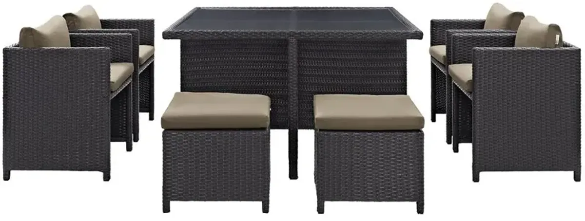 Inverse 9 Piece Outdoor Patio Dining Set - Espresso Mocha