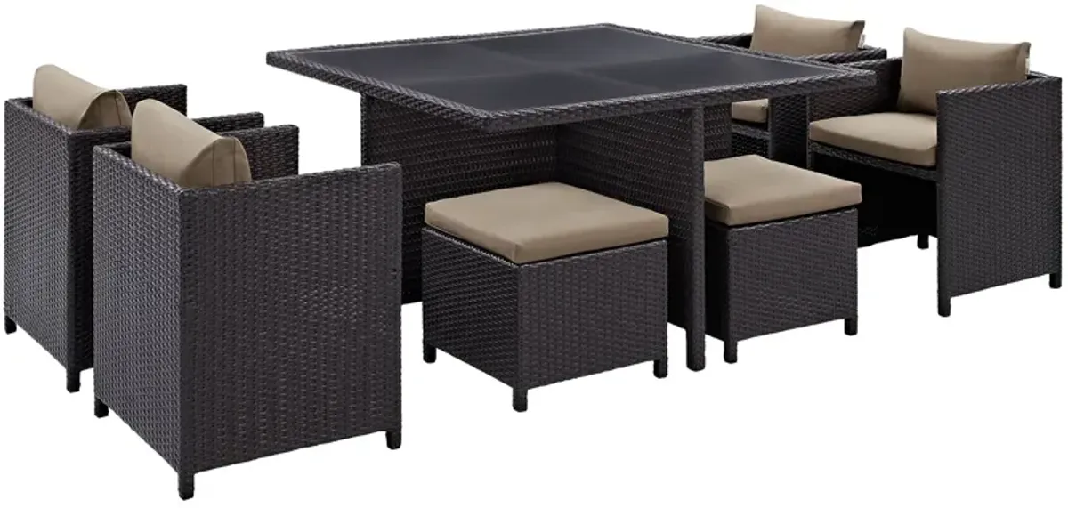 Inverse 9 Piece Outdoor Patio Dining Set - Espresso Mocha