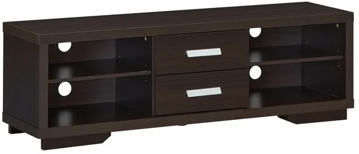 Modern TV Stand Entertainment Center with 2 Drawers and 4 Open Shelves