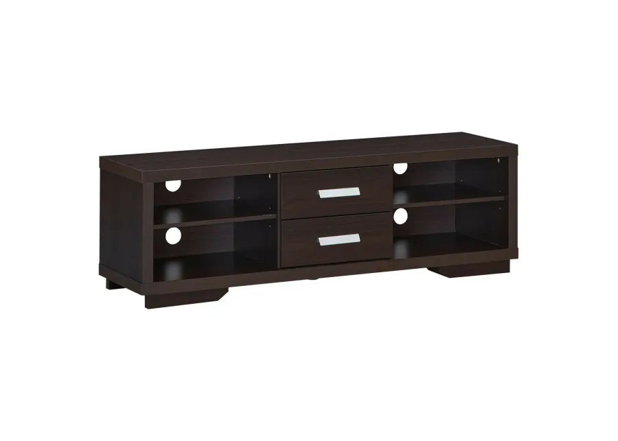 Modern TV Stand Entertainment Center with 2 Drawers and 4 Open Shelves