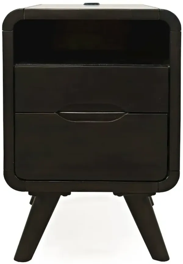 Jofran Marlowe Mid-Century Modern USB Charging Curved Chairside End Table