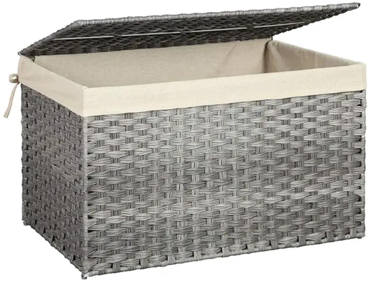 Storage Trunk with Cotton Liner and Metal Frame for Bedroom and Closet