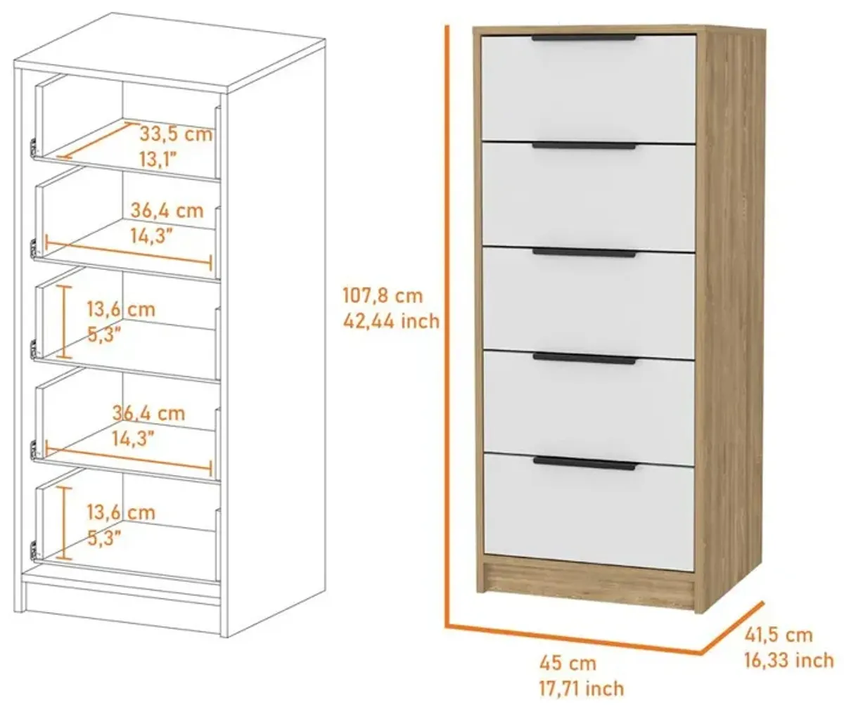 Washington White 5 Drawer Dresser