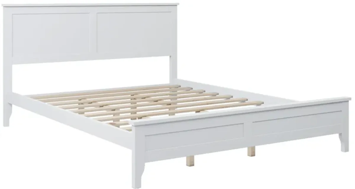 Merax Modern White Solid Wood Platform Bed