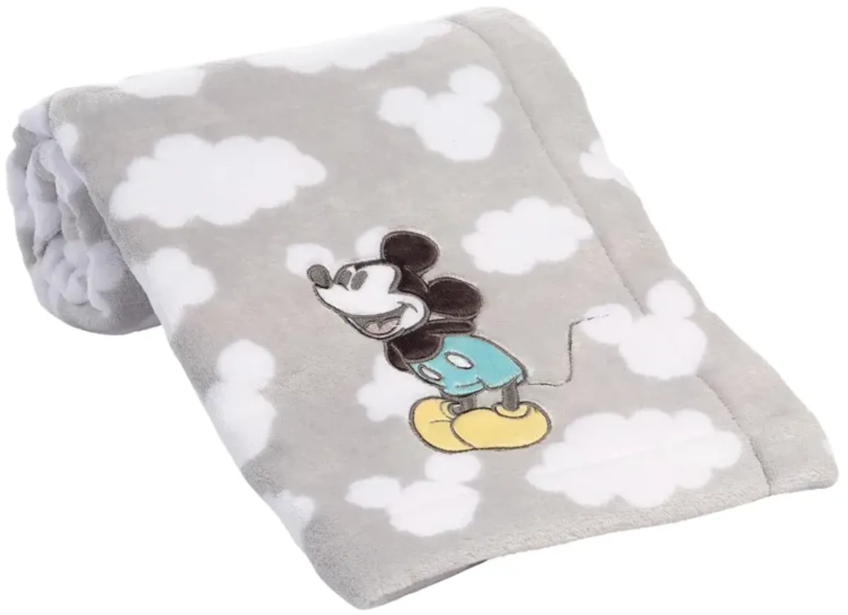 Lambs & Ivy Disney Baby Moonlight Mickey Mouse Gray Soft Fleece Baby Blanket