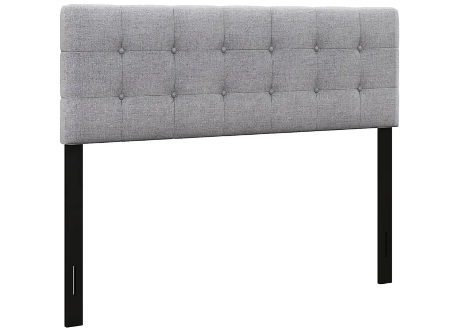 Linen Upholstered Headboard with Solid Rubber Wood Legs-Gray