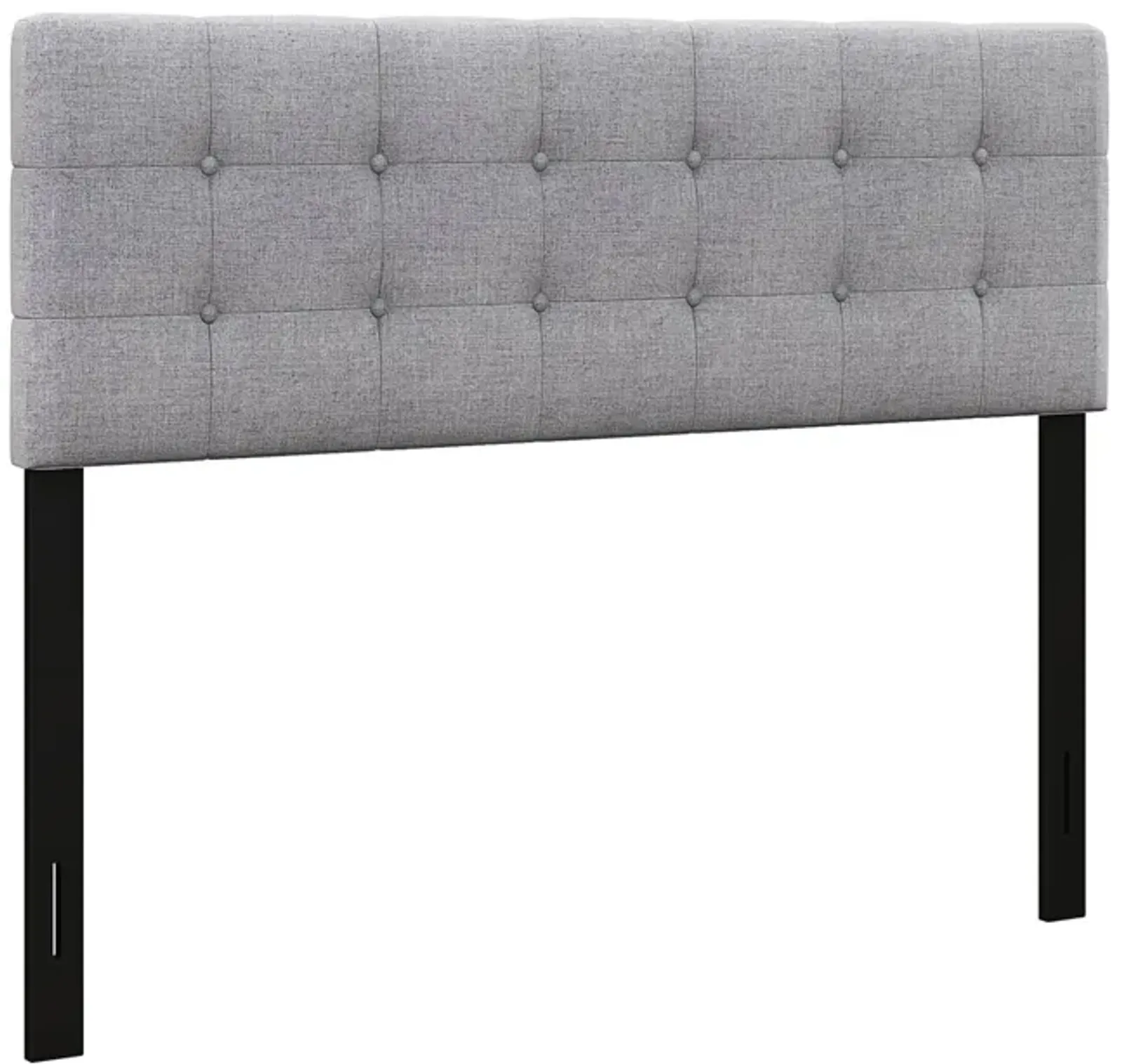 Linen Upholstered Headboard with Solid Rubber Wood Legs-Gray