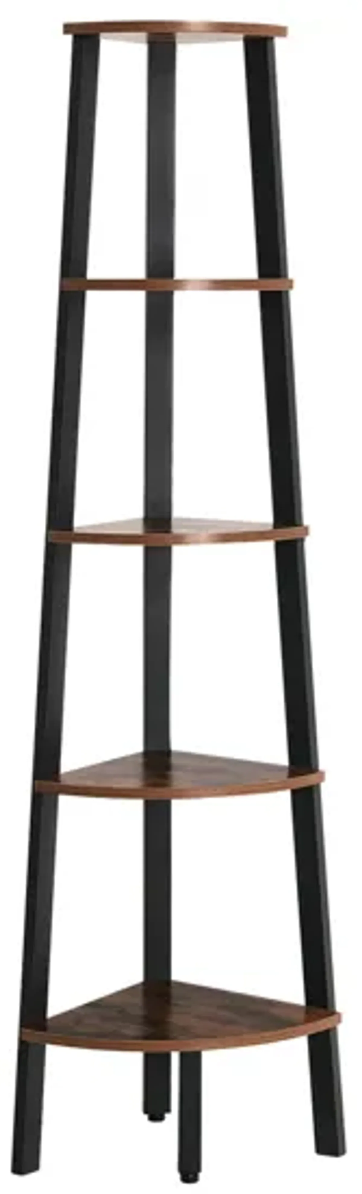 5-Tier Industrial Corner Bookshelf – Wood Look & Metal Frame