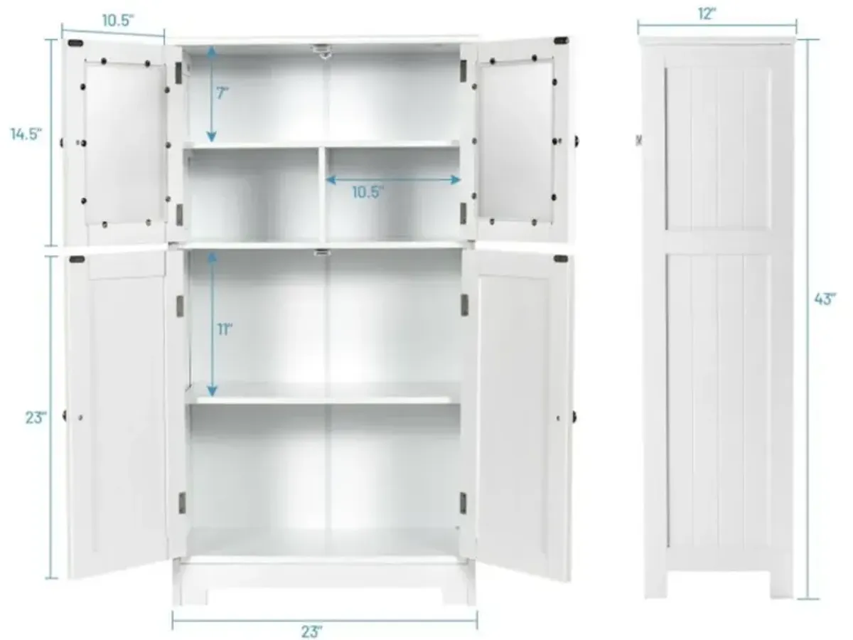 Hivvago Bathroom Floor Storage Locker Kitchen Cabinet with Doors and Adjustable Shelf