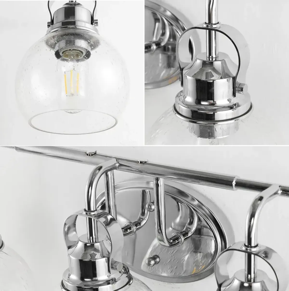 Shirley Metal/Seeded Glass Vanity Light