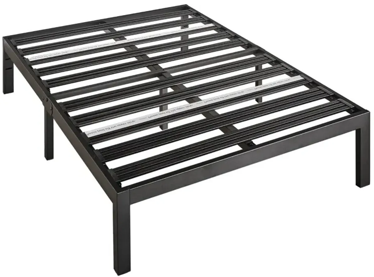 QuikFurn Queen size Metal Platform Bed Frame with 3.86 inch Wide Heavy Duty Steel Slats