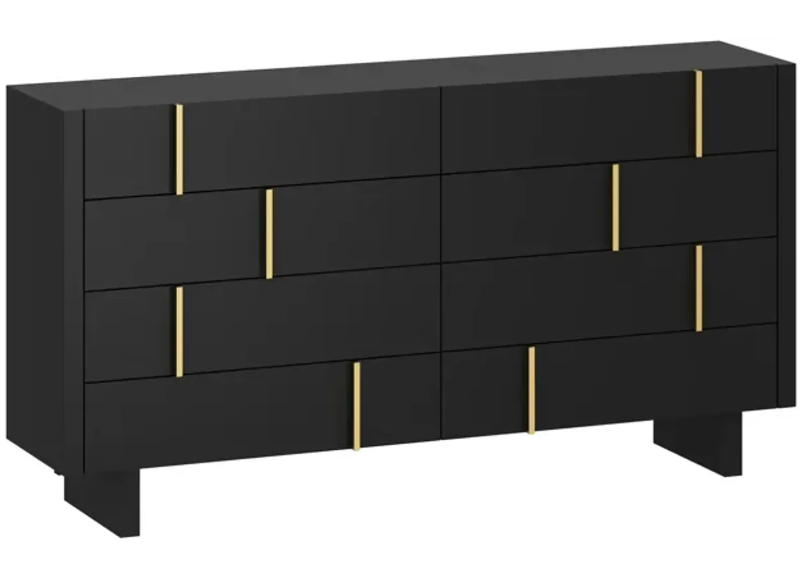 FUFU&GAGA Modern Black 8-Drawer Dresser with Gold Accent, (70.9" W x 15.6" D x 37.3" H), Black