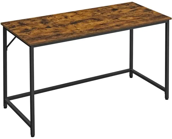 Modern PC Laptop Table - Rustic Brown & Black, Industrial Style with Simple Assembly