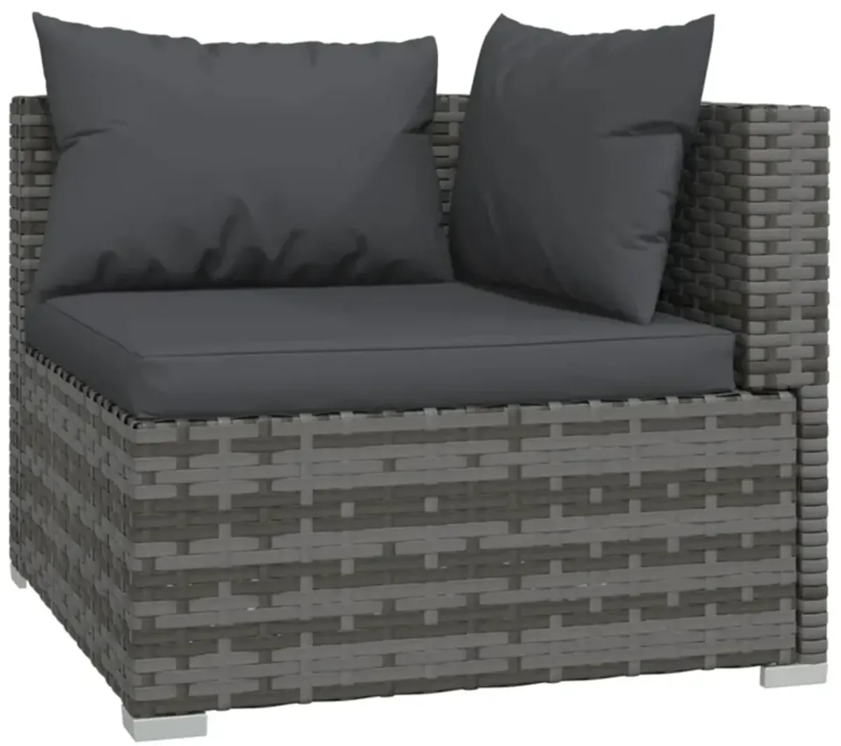 vidaXL 3 Piece Patio Lounge Set with Cushions Gray Poly Rattan