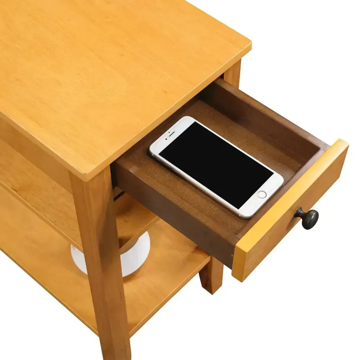 Convenience Concepts American Heritage 1 Drawer Chairside End Table with Charging Station and Shelves