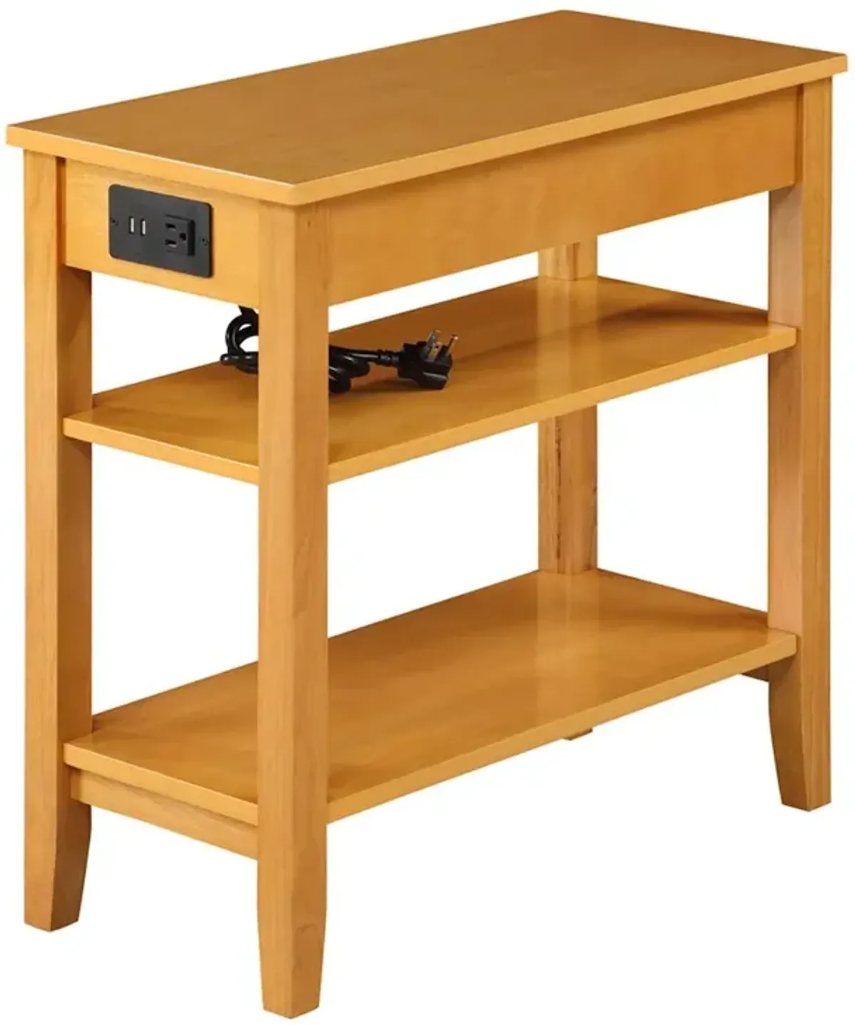 Convenience Concepts American Heritage 1 Drawer Chairside End Table with Charging Station and Shelves