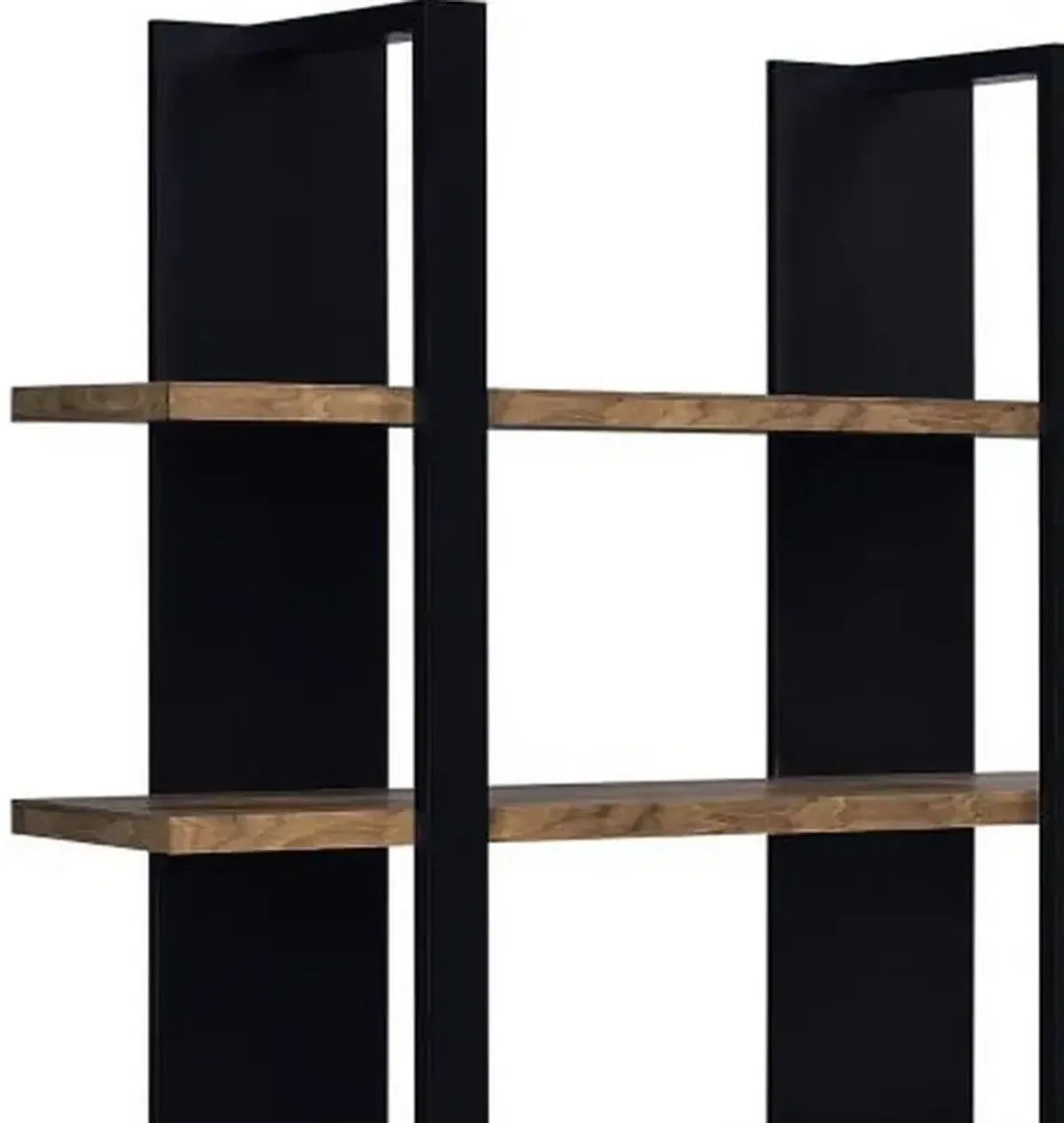 Bookcase with 4 Tier Shelves and Wooden Frame, Brown and Black - Benzara