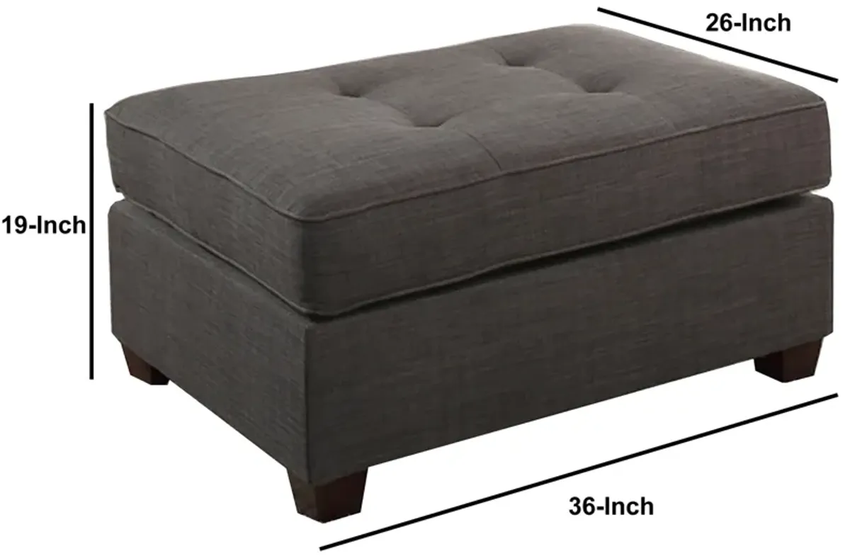 Cocktail Ottoman In Dark Gray Dorris Fabric-Benzara