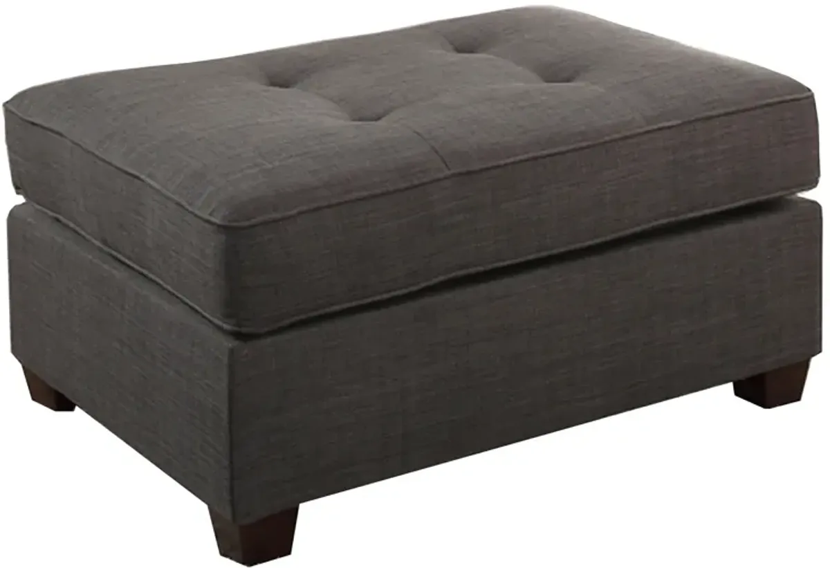 Cocktail Ottoman In Dark Gray Dorris Fabric-Benzara