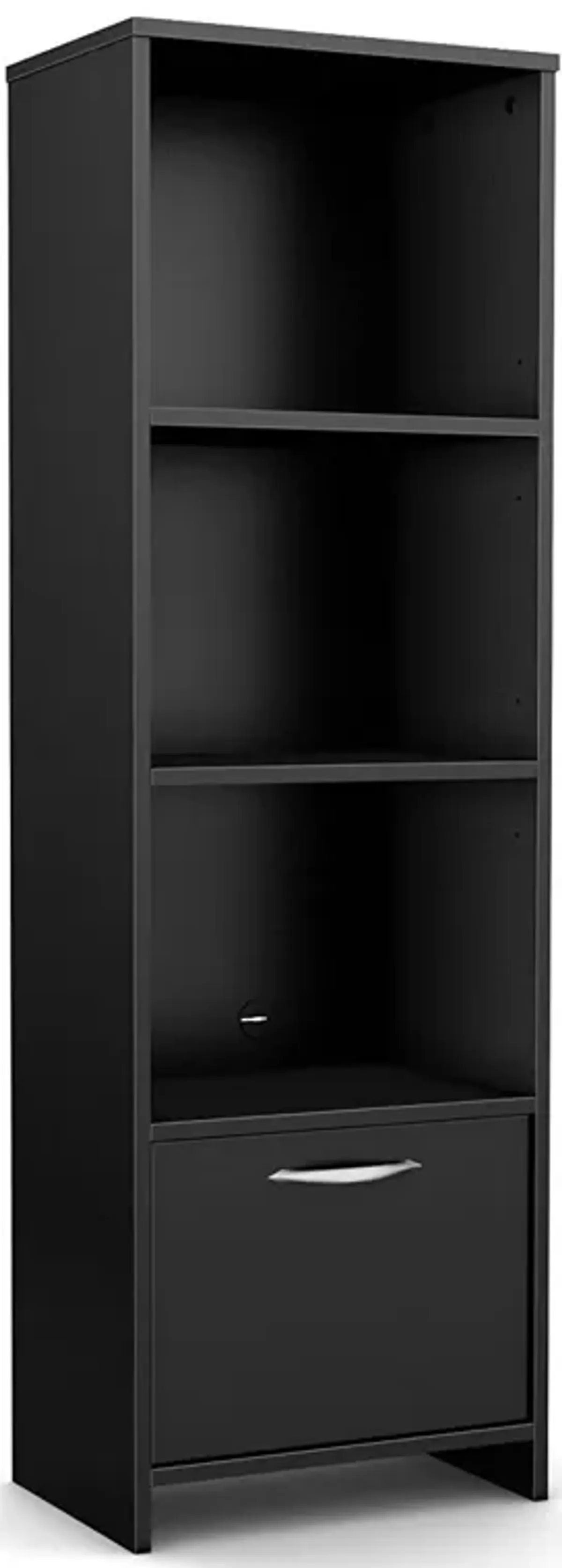 Hivvago Modern Bookcase with 3 Shelves & Bottom Door in Black