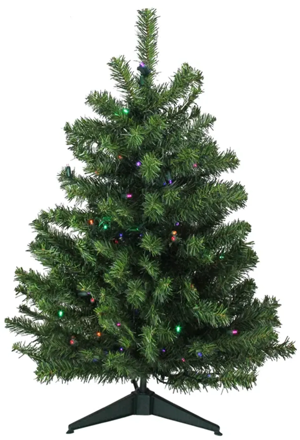 3' Pre-Lit Full Canadian Pine Artificial Christmas Tree - Multicolor LED Lights