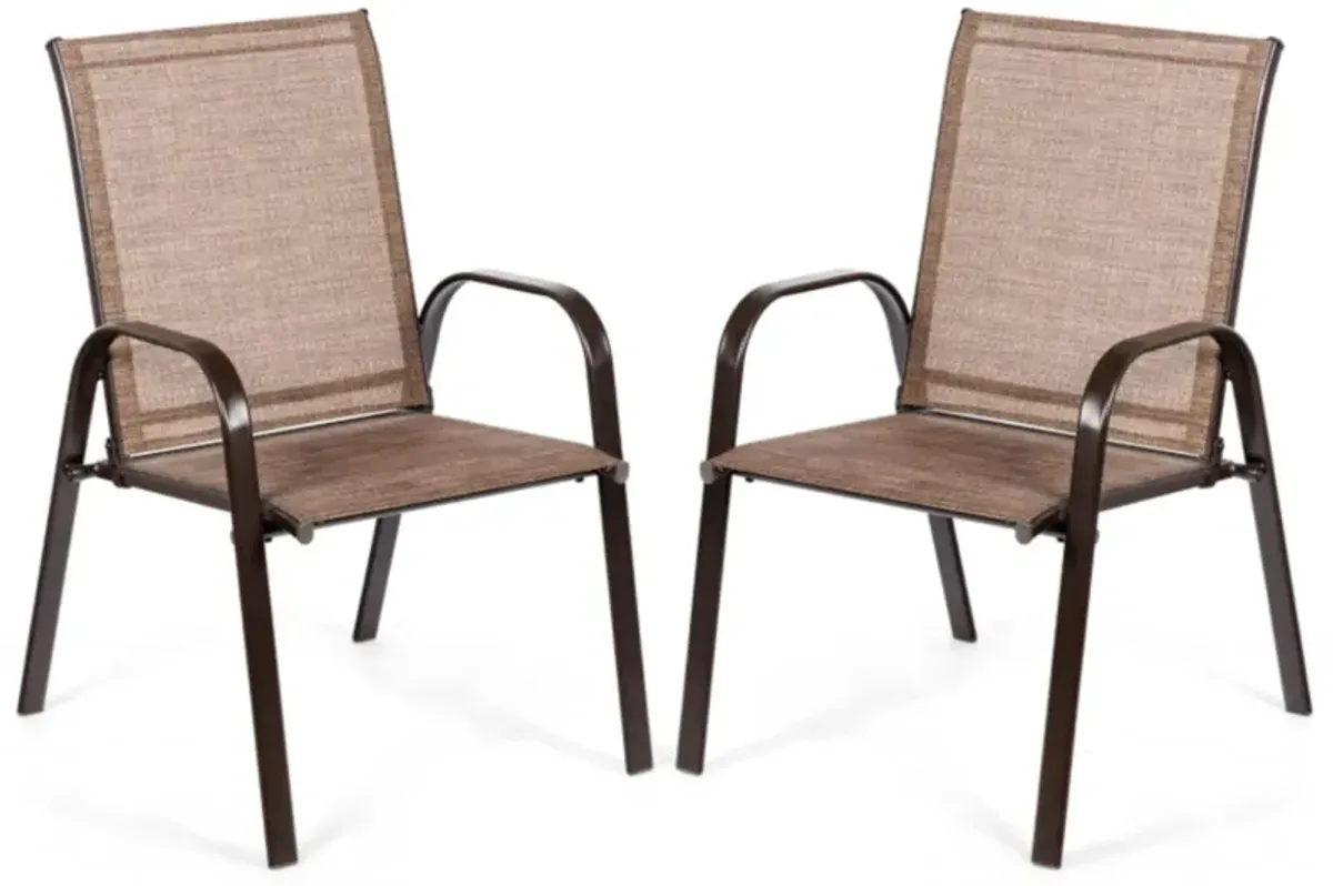 Hivvago 2 Pieces Patio Outdoor Dining Chair with Armrest