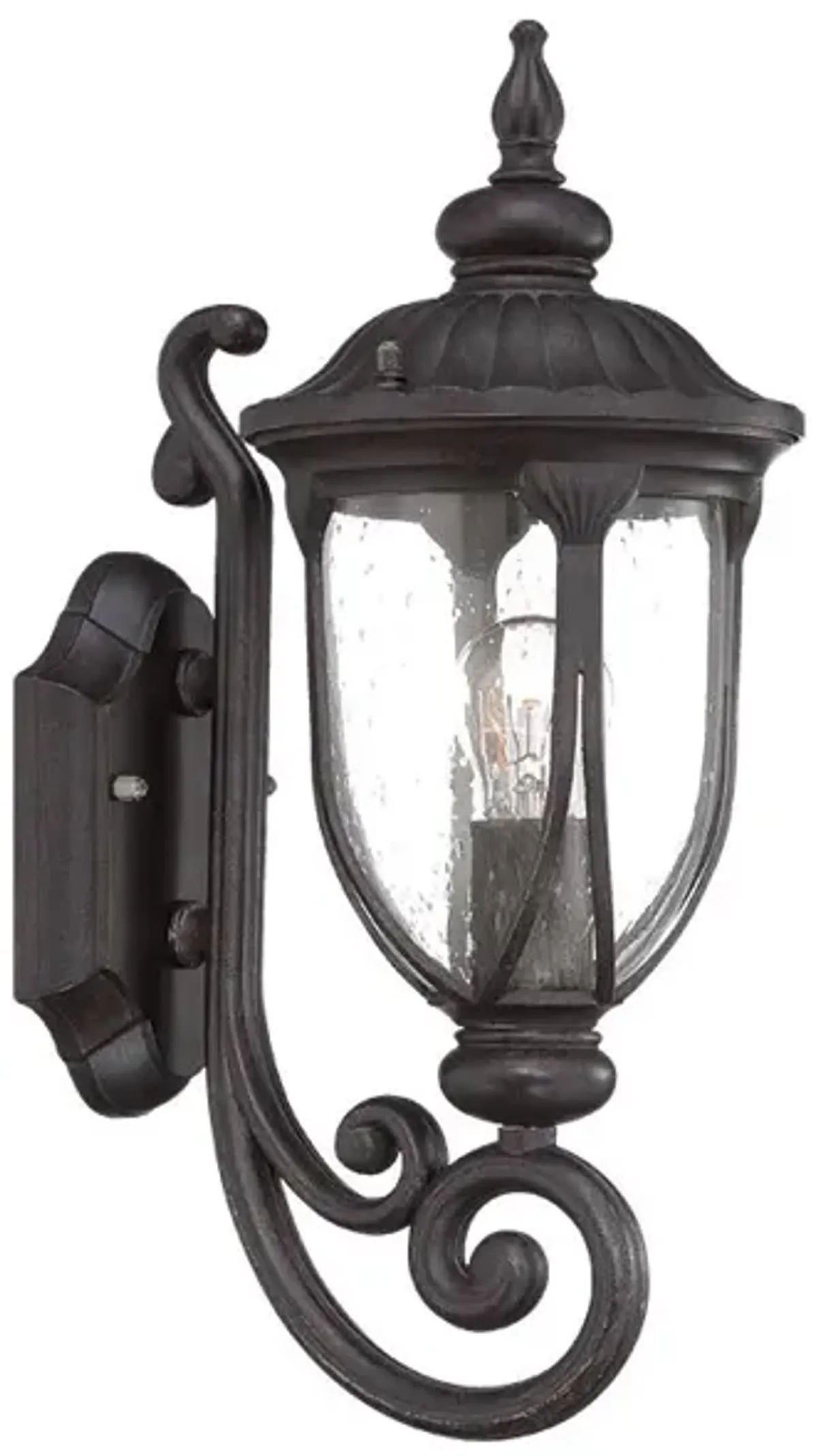 Hivvago Black Cast Aluminum Glass Lantern Wall Light