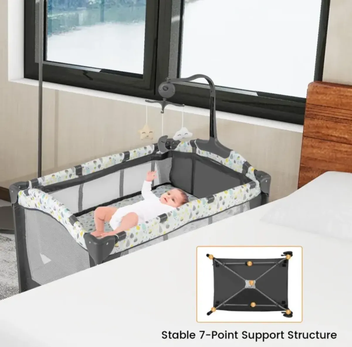 Hivvago Multi-Functional Baby Playpen with Mattress and Removable Changing Table