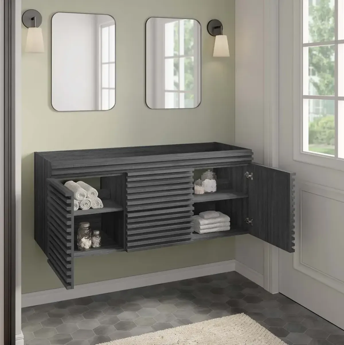 Render 48" Wall-Mount Bathroom Vanity Cabinet