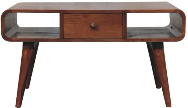 Artisan Furniture Solid Wood Curved Honey Caramel Coffee Table