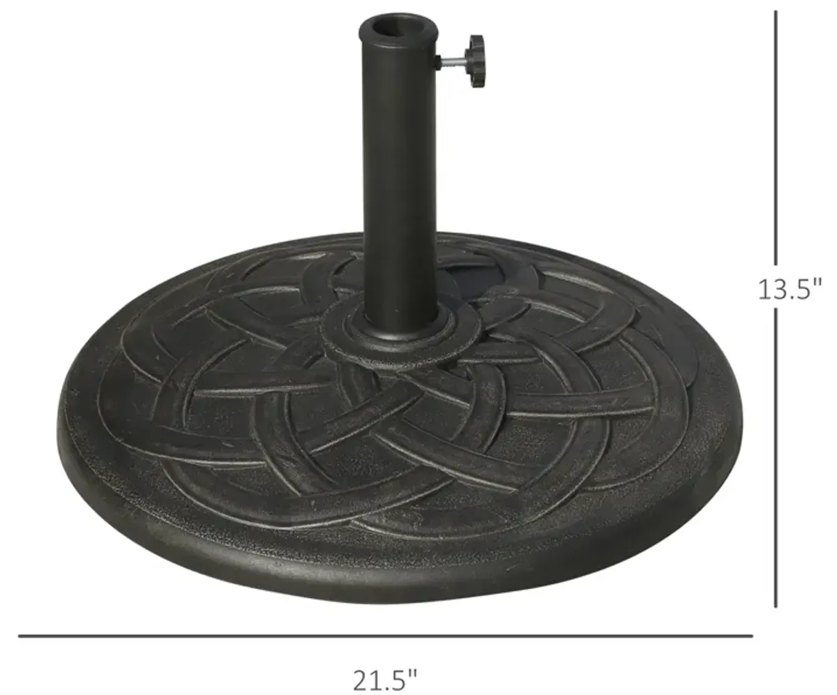 Ornate Parasol Anchor: 22" Round 42lb Bronze Resin Base for Garden Umbrellas