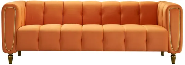 Modern Velvet Sofa For Living Room Orange Color