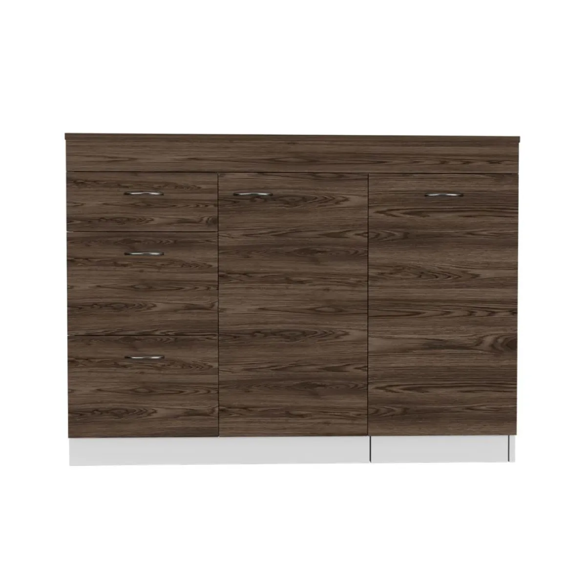 Laurel 3-Drawer L-Shaped Convertible Kitchen Island White and Dark Walnut