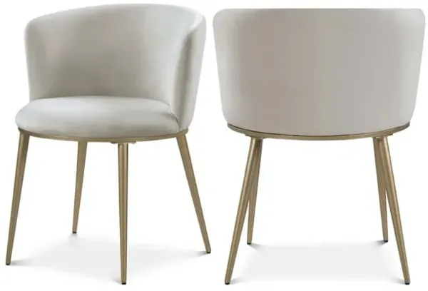 Meridian Furniture Skylar Cream Velvet Dining Chair, Set of 2