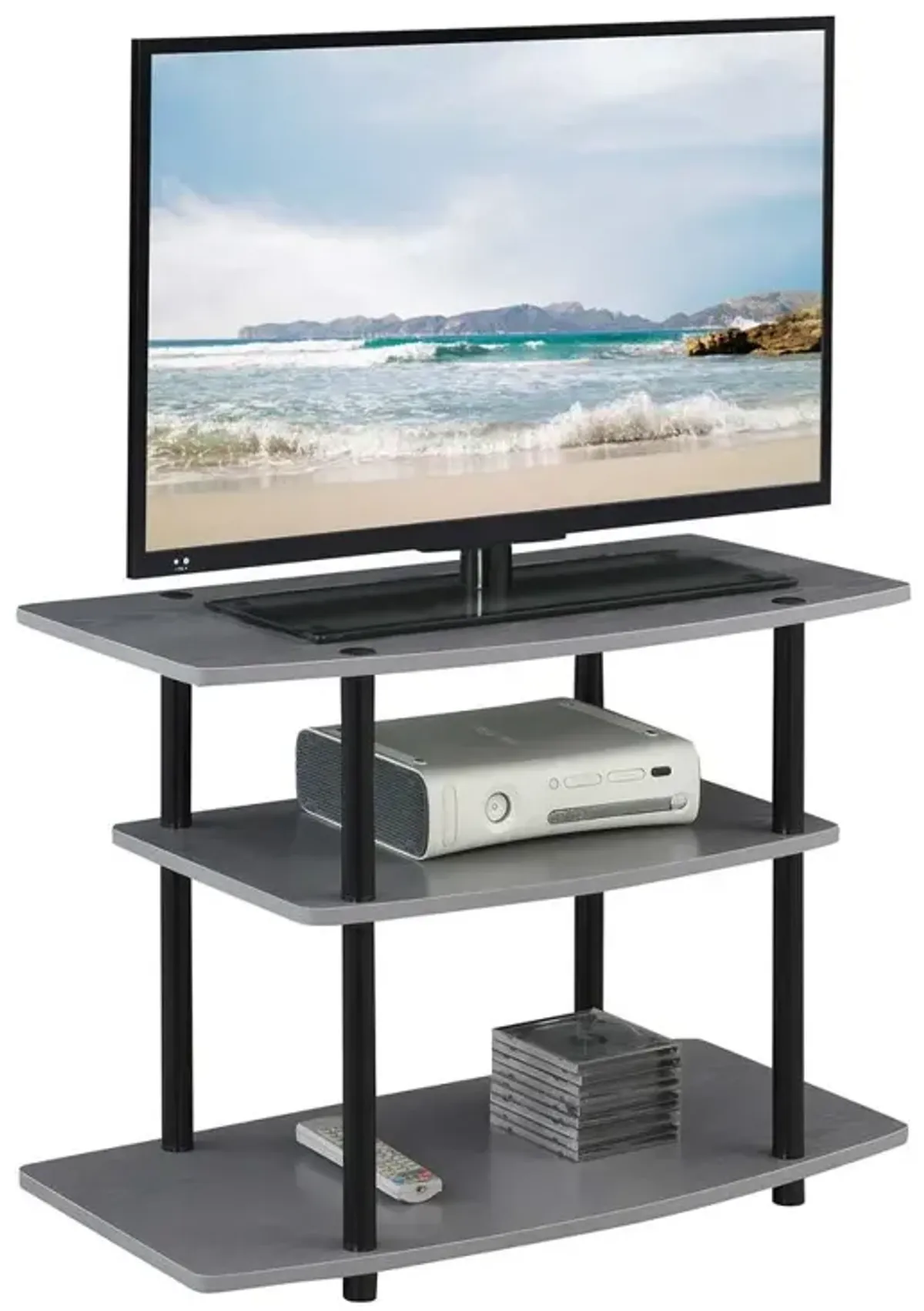 Convenience Concepts Designs2Go No Tools 3 Tier TV Stand Gray / Black