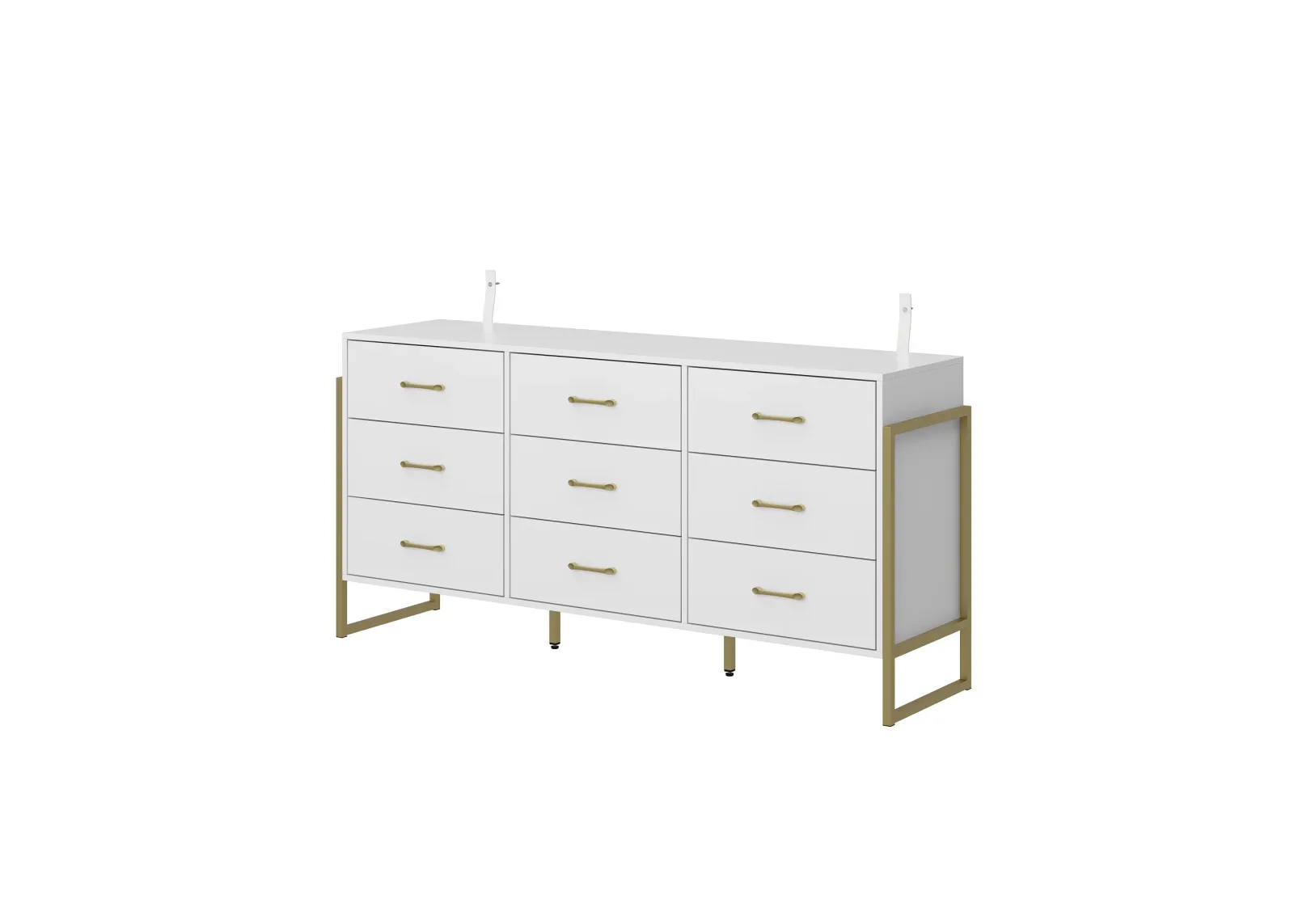 9-Drawer Dresser - Sleek Black & Gold, Premium Quality Chest