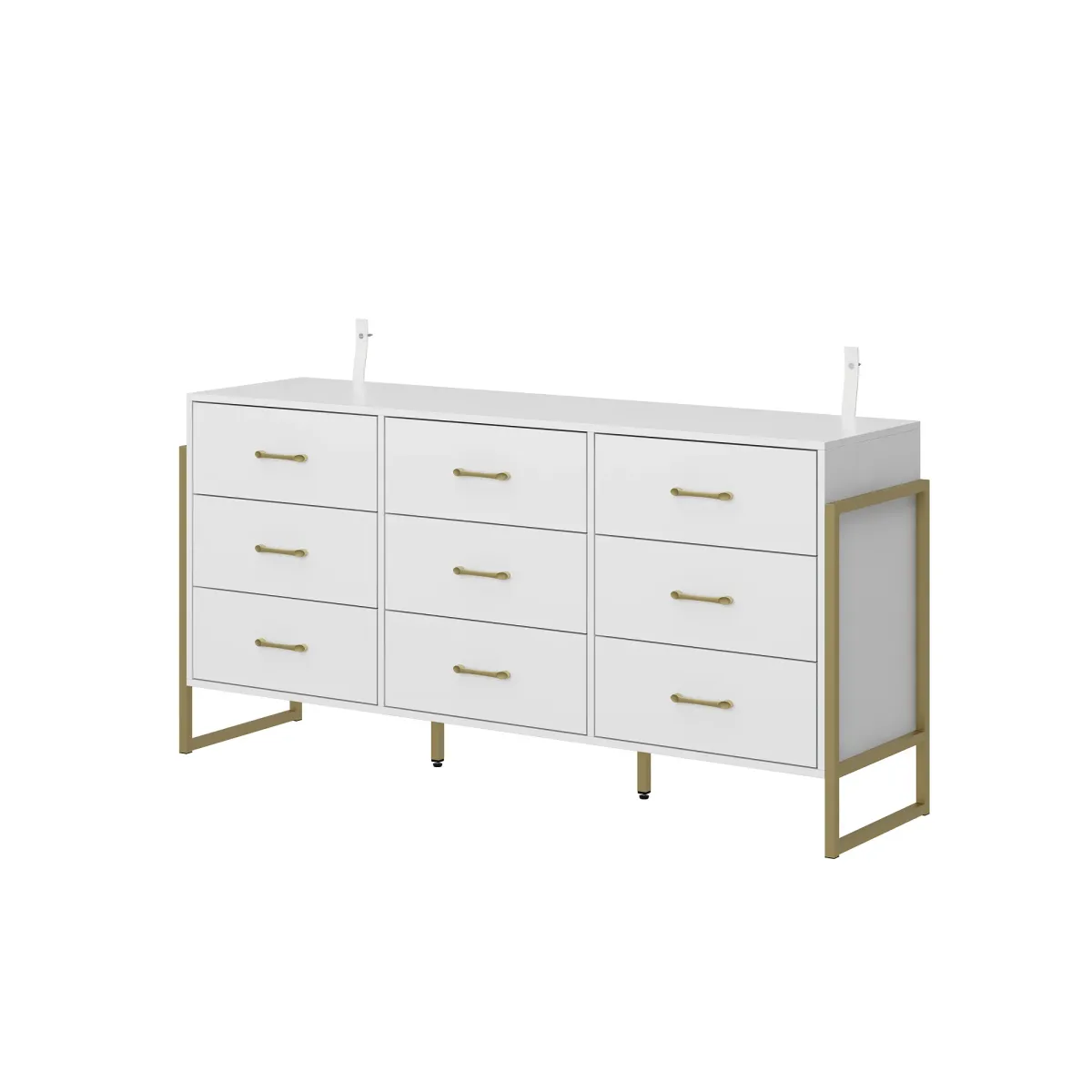 9-Drawer Dresser - Sleek Black & Gold, Premium Quality Chest