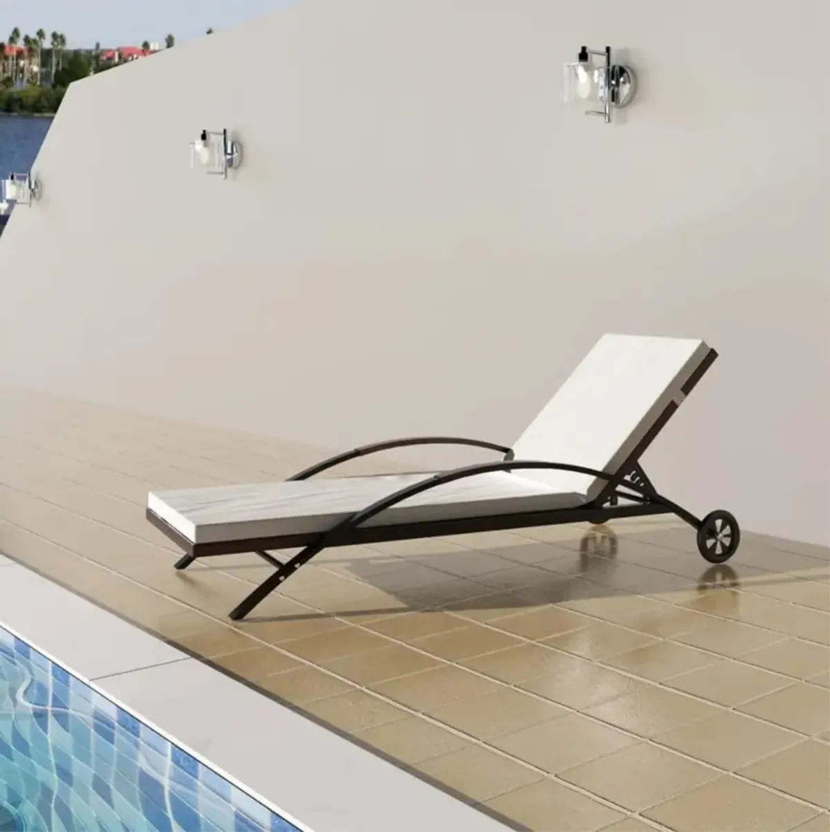 vidaXL Sun Lounger with Cushion & Wheels Poly Rattan Brown