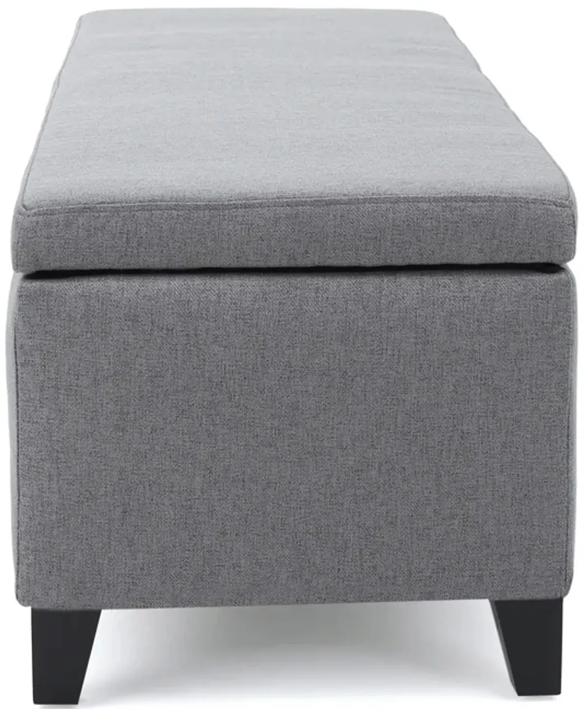 Flash Storage Ottoman Bench, Light Gray Fabric, Gray Wood, 51 Inch -Benzara