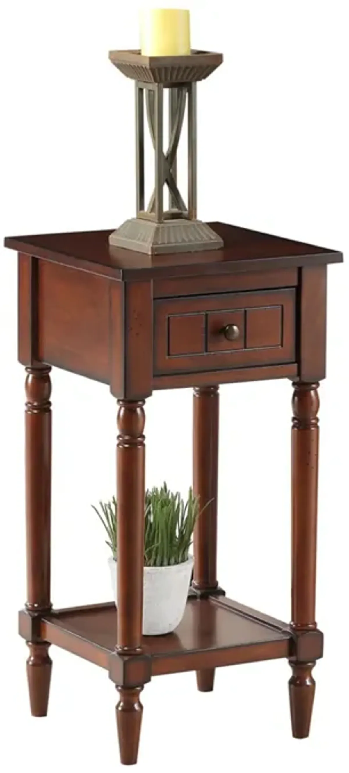 Convenience Concepts French Country Khloe 1 Drawer Accent Table with Shelf, Mahogany