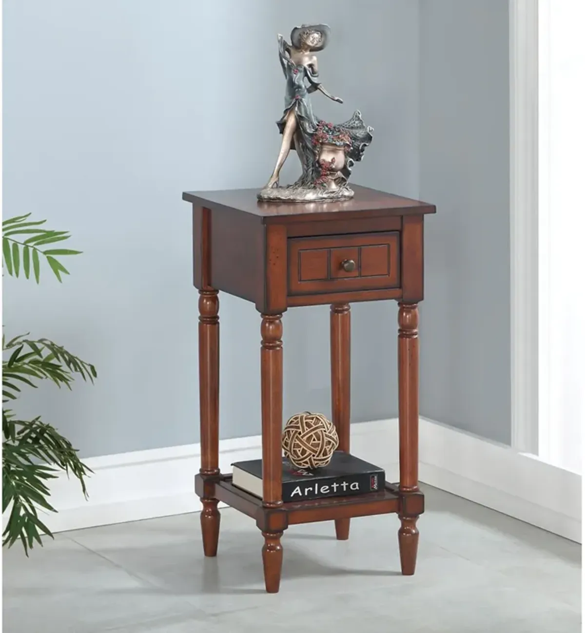 Convenience Concepts French Country Khloe 1 Drawer Accent Table with Shelf, Mahogany