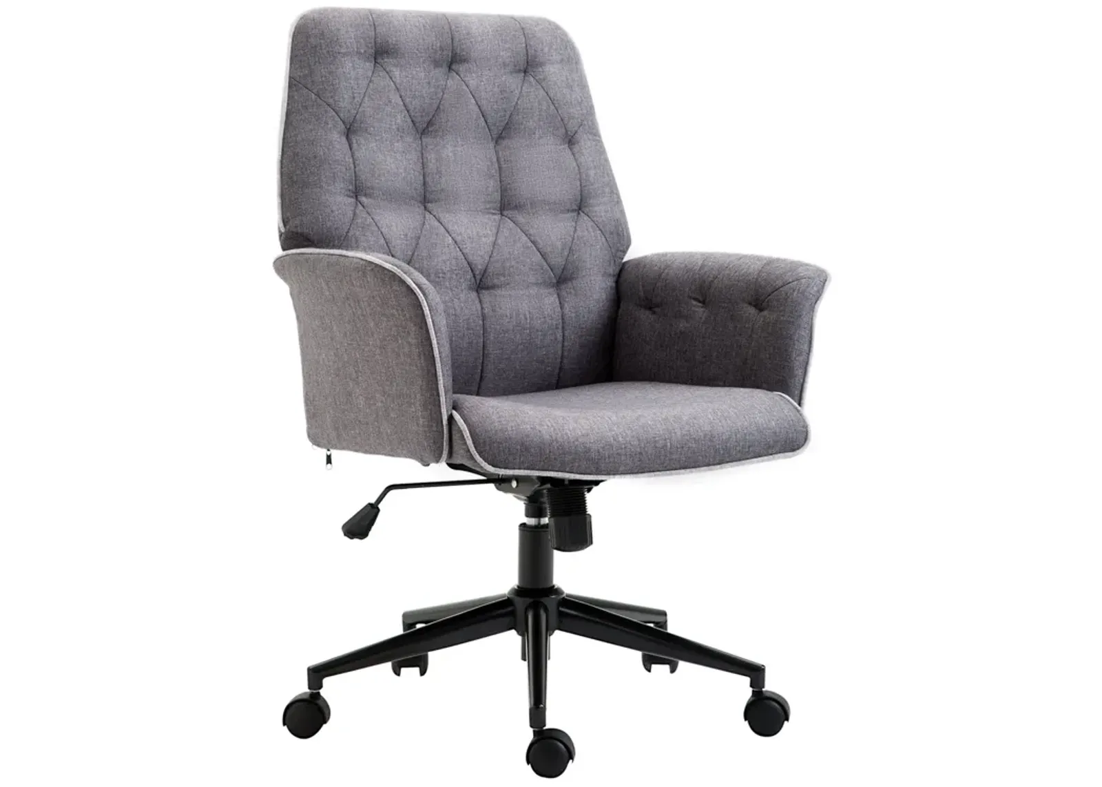 Ergonomic Work Chair: Dark Grey Mid-Back Office Chair with Padded Arms